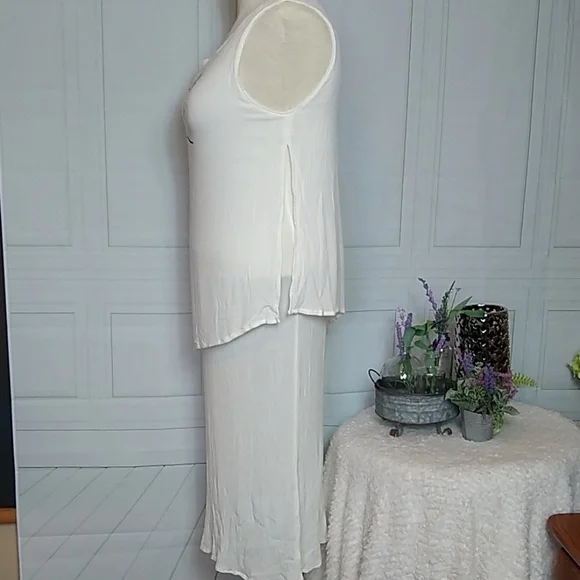 WHITE & Grey Art to Wear Summer Column Dress Size Large - Cheryl Lynn - Picture 2 of 8